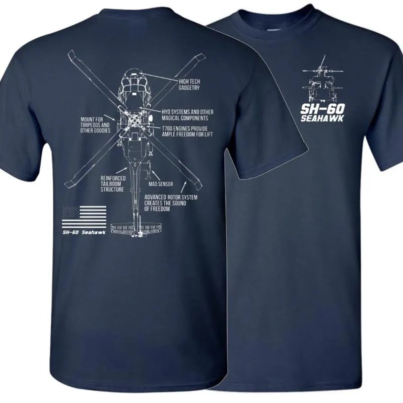 T-shirts Creative Design Sh-60 Seahawk Shipborne helikoptrar T-shirt. Sommar bomull Kortärmad O-Neck Mens T Shirt S-3XL