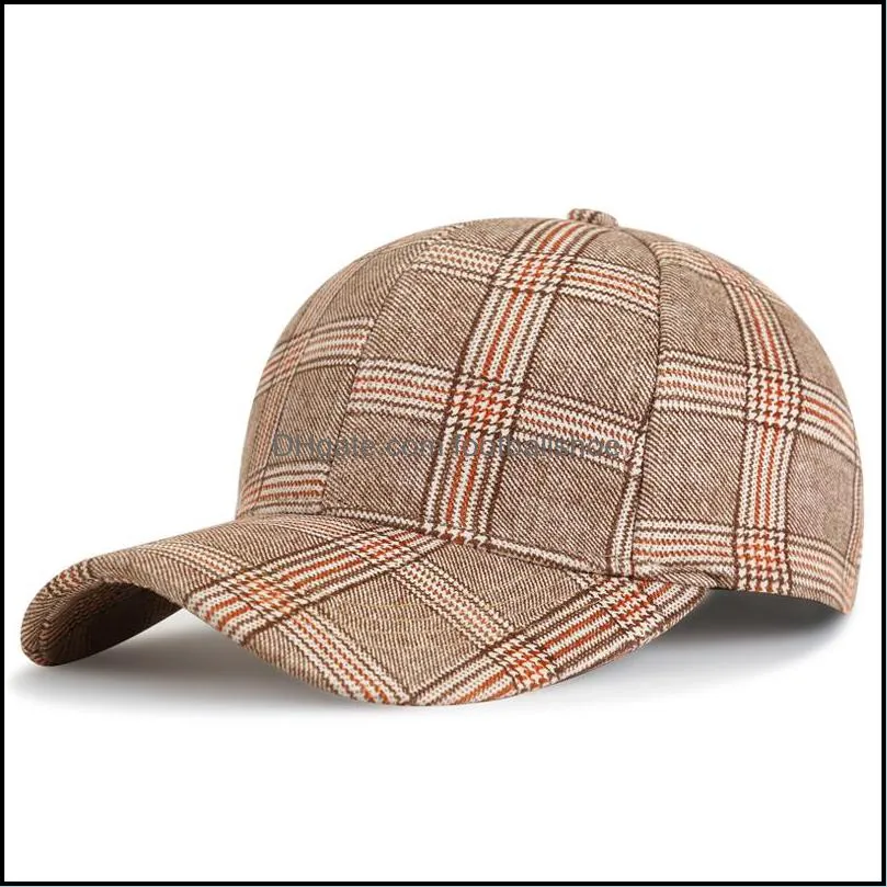 Women`s 6 Panels Plaid Print Baseball Caps Adjustable Sun Hat Sunbonnet Y0910