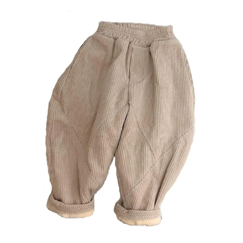 Spodnie 2021 Pluszowe spodnie chłopcy dziewczyny wiosna jesień patchwork harem zagęścić ciepłe casual corduroy dzieci
