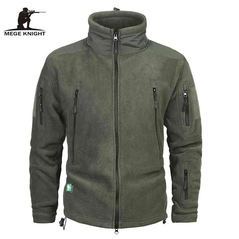 Mege Marque Vêtements Manteau Hommes Épaissir Chaud Militaire Armée Veste Polaire Patchwork Multi Poches Polartec Veste et Manteaux Pour Hommes 210818