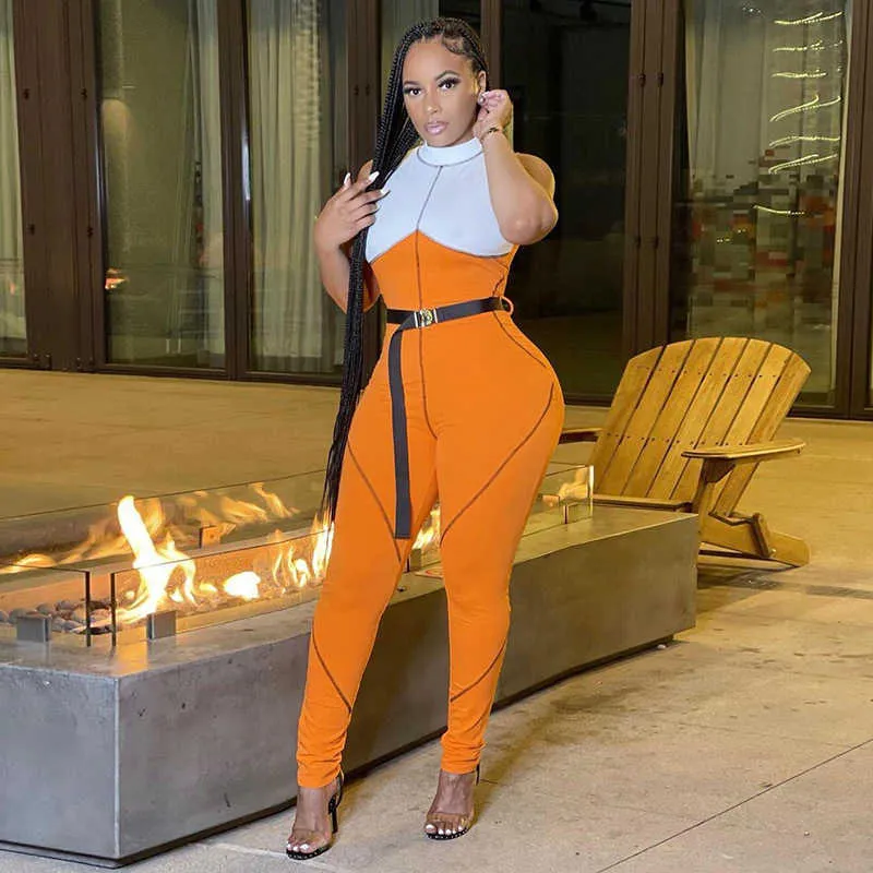 Women s Sports Tight Combination rave romper Jumpsuit Summer Pants Outfits for Bodies Clothing Dungarees Ladies Overalls K21Q02772 210712