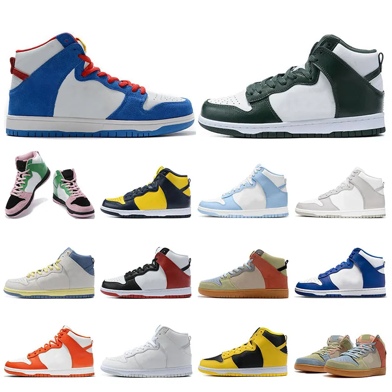 dunk sb high 덩크 SB 높은 도라에몽 덩크 남자 여자 신발 UNC 스파르타 그린 광대 한 회색 순수한 플래티넘 미시간 게임 로얄 스펙트럼 남성 여자 트레이너 스포츠 스니커즈