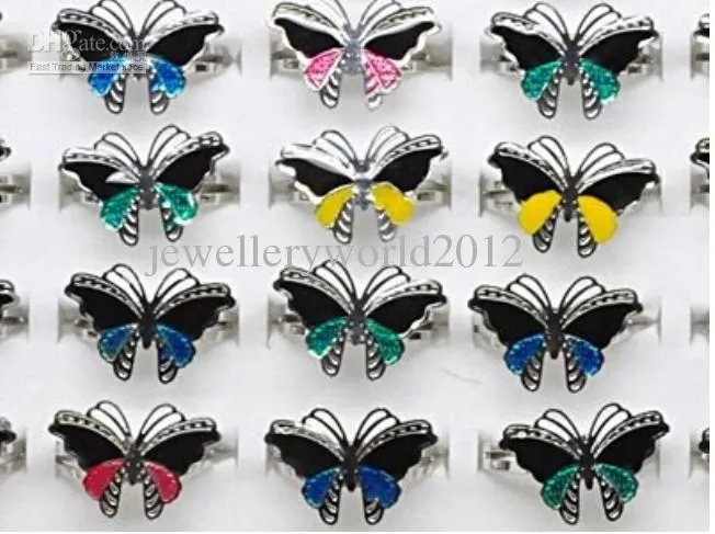 Mood Ring Mix 100pcs Lot Butterfly Magic Emotion Feeling Color Changable Adjustable Rings