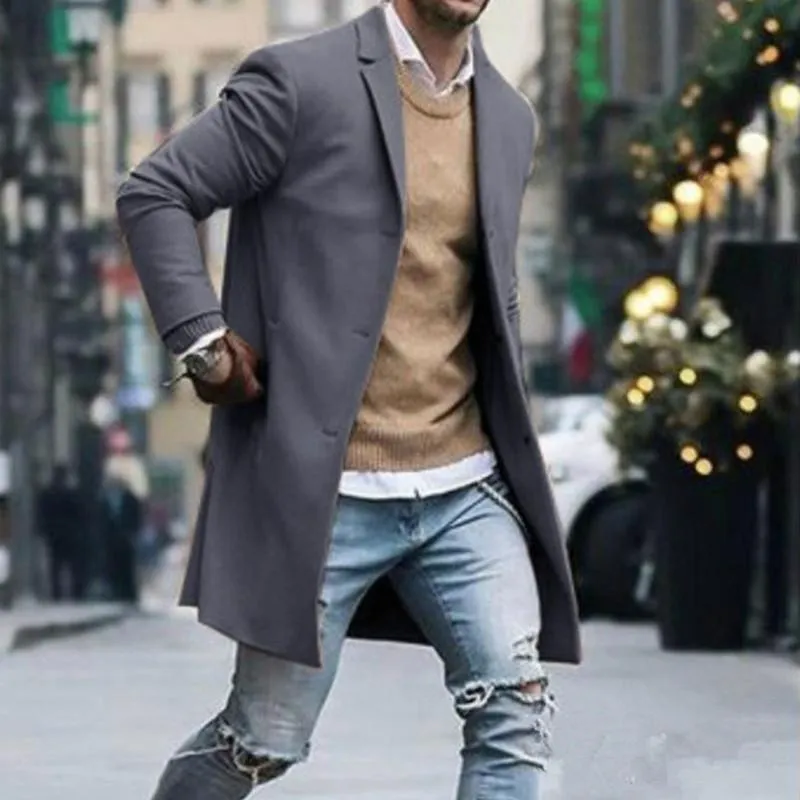 Acquistare Giacche Da Uomo Inverno Men Cappotto Di Lana Moda Di Alta  Qualità Plus Velvet Colore Puro Semplice Giacca Di Lana A Mezza Lunghezza Giacca  Di Lana Economico | Consegna Veloce E