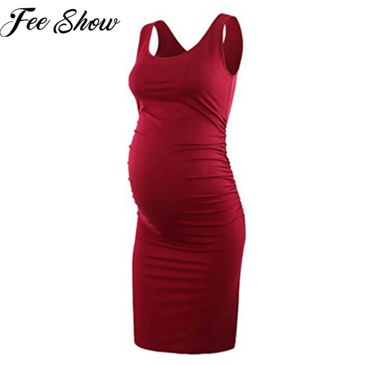 white christmas dresses Summer Casual Cold-Shoulder Sleeves Maternity Dress Black / L main image 1