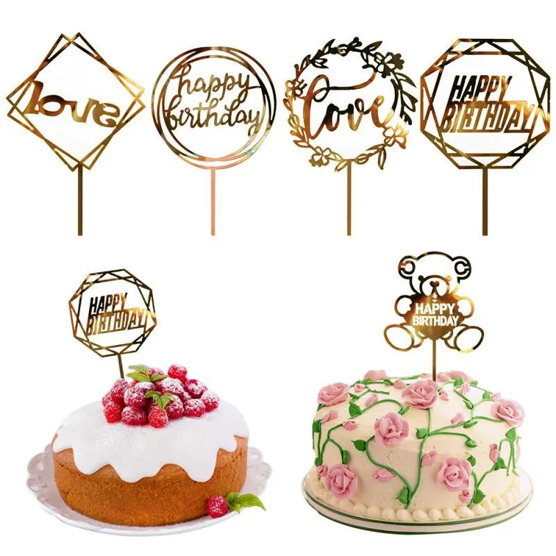 その他のお祝いのパーティー用品誕生日インサートアクリルウエディングケーキデコレーションアニバーサリーデイトップフラグ装飾バレンタインラブカード