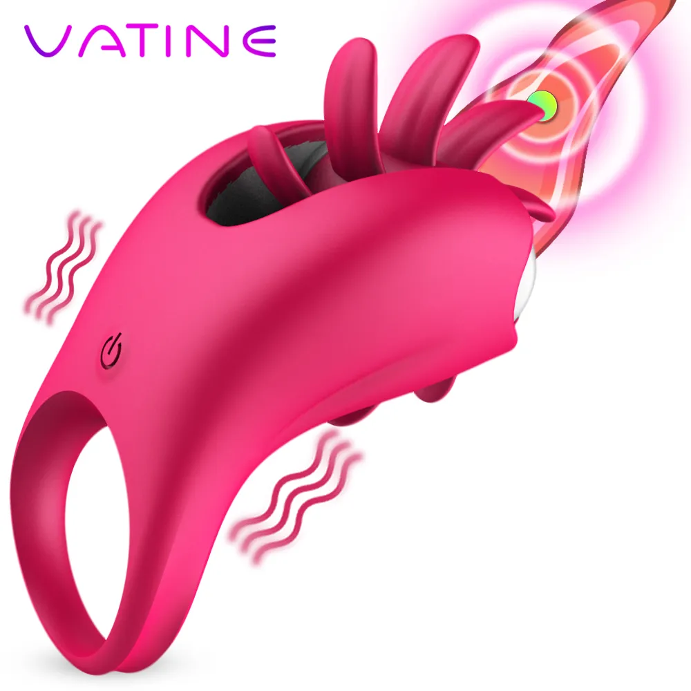 VATINE Vagina Clitoris Stimulate Tongue Licking Rotation Oral G-spot Vibrator Dropshipping Y200226