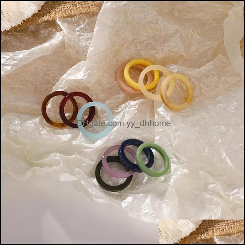 Cluster Rings Japanese Korean Style Girl Creative Acrylic Simple  Candy Color Index Finger For Women Fashion Jewelry Accessories