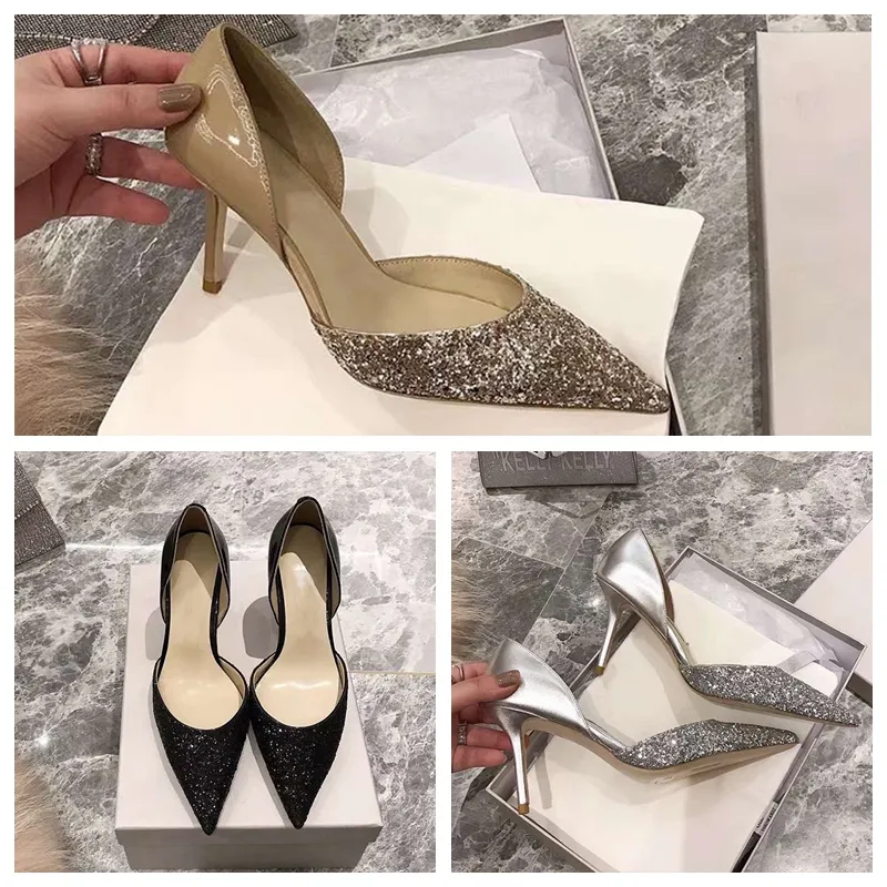 2021 6cm 8cm 10 cm sandálias saltos altos lantejoulas cristal sapatos nupciais sandália franco franco prata ouro preto fino stilettos strass sapato de casamento