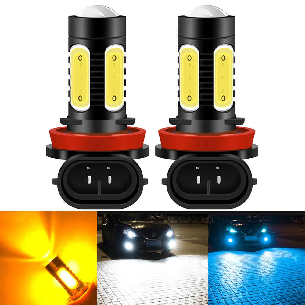 2PCS H11 H8 H9 LED 노란색 흰색 9006 / HB4 9005 / HB3 H27 881 자동차 자동차 전구 램프 자동 안개 빛 12V 6000K 3000K 8000K