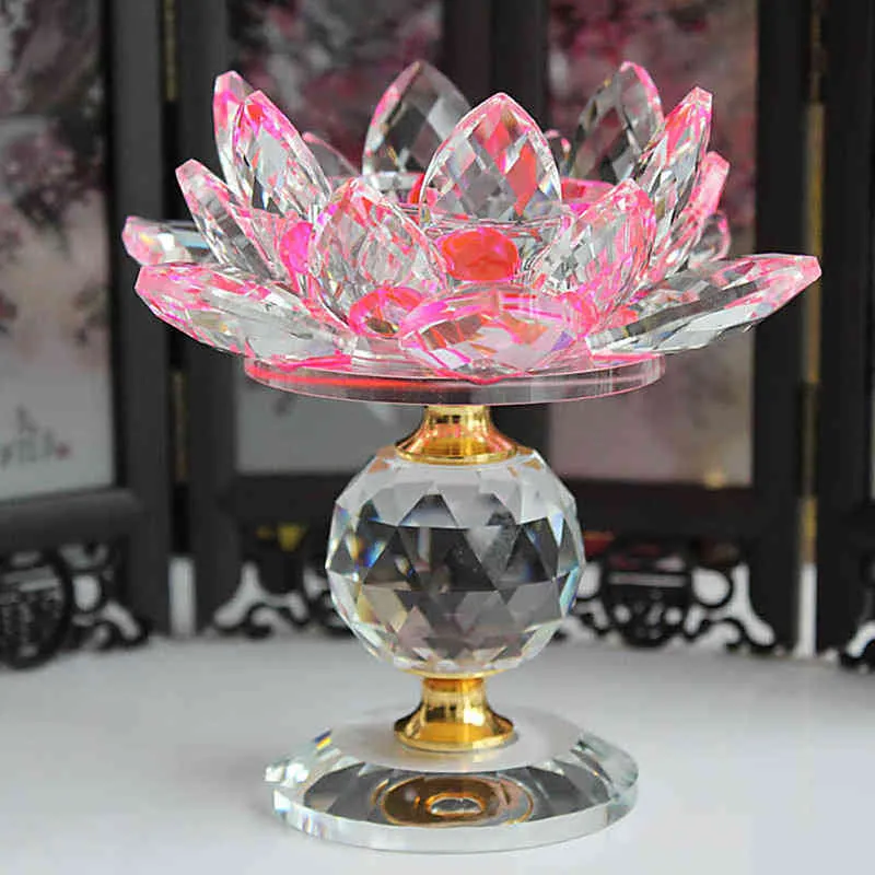 Crystal Lotus Flower Holder Tealeght Home Tabletop Feng Shui Dekoracja ozdoby