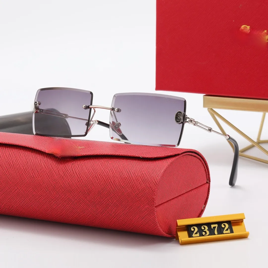 Design de mode lunettes de soleil à la pointe de la technologie lunettes carrées à grande échelle deux couleurs dégradé couleur sans cadre carte maison marée métallique