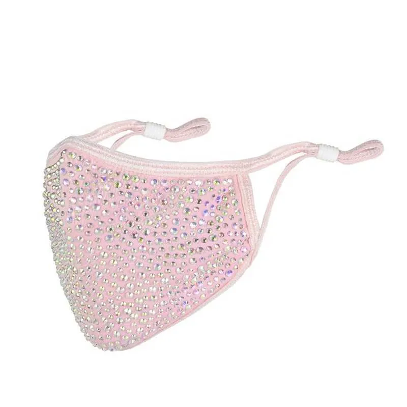 DHL Fashion Dustproof Face Mask Bling Bling Diamond Protective Mask PM2.5 Mouth Masks Washable Reusable Women Colorful Rhinestones Face Mask