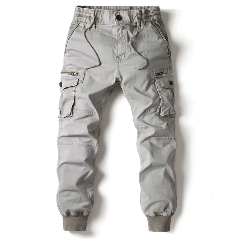 Cargo Pants Men Jogging Casual Pants Cotton Full Length Military Mens Streetwear Mens Work Tactical Tracksuit Trousers Plus Size 211201