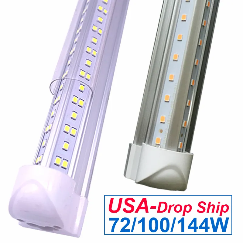 15000LM 10000 루멘 슈퍼 밝은 V 자 모양 LED 형광등 8FT 튜브 T8 Lampada 110V 220V LED 빛 240cm 튜브 전구 실내 조명 연결 가능한 조명 교체