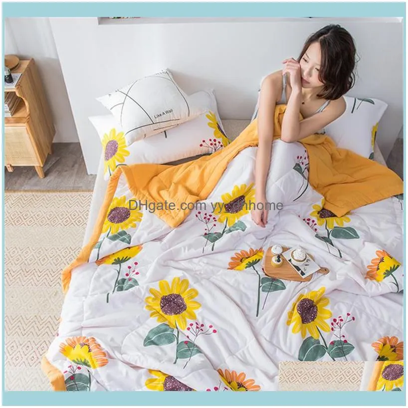 Floral Print Patchwork Comforter Bedspread Soft Comfortable Quilted Bed Throw Blanket Cover Washable Bedding Duvet Summer Quilt1