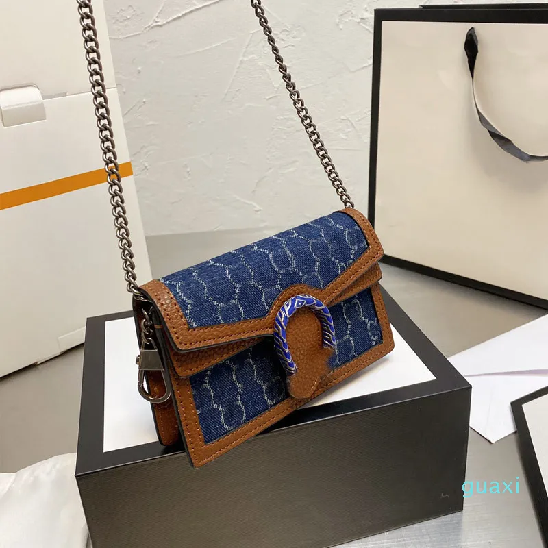 Branded Crossbody Designer Designer Torba Luksusowy Torby Torebka Ramię Bagchain Flap Messenger Torebka Ramię Patchwork Kolor Denim Kwiat Seria