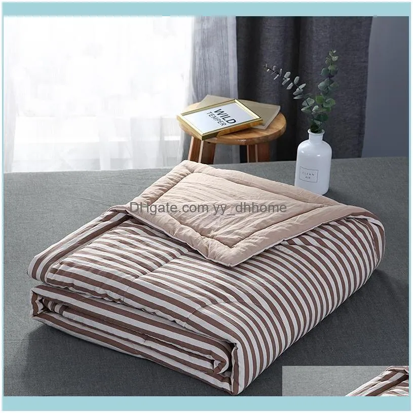 New Simple Fashion Air Conditioning Quilt Bedspread Soft Throw Blanket Summer Stripe Plaid Comforter Bed Cover1