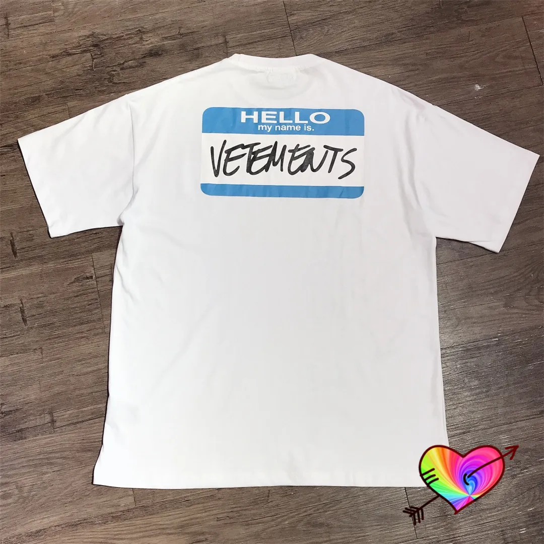 Casual Printed T-shirt Män Kvinnor 1: 1 Högkvalitativ Blå Vit Grafisk Tee Oversized Hello Tops