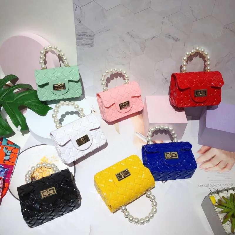 2021 Borse e borsette per bambini Mini Crossbody Cute Girls Woven Jelly Coin Wallet Donna Pures e Borse Tote