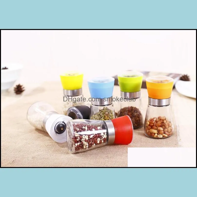 Salt and Pepper Grinder Mill Glass Muller Hand Mill Manual Grinding Tool Grinder bottle Pot Glass Kitchen Tool 100pcs