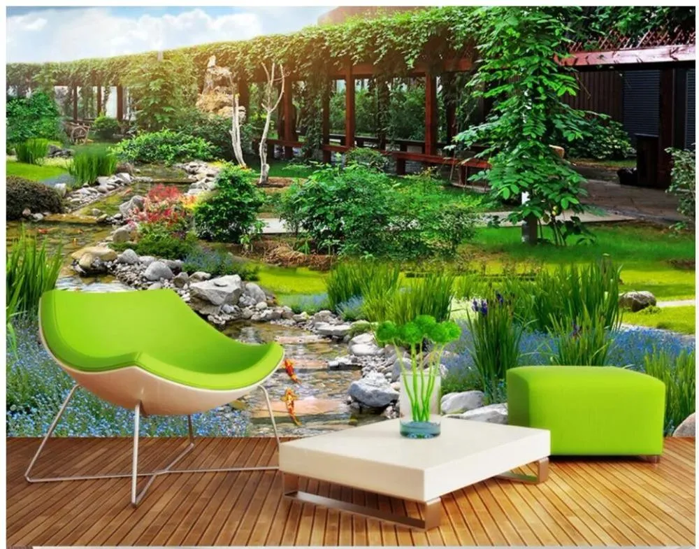 Tapeten 3D-Tapete Benutzerdefinierte PO Chinesischer Garten Park Landschaft Hintergrund Wohnzimmer Home Decor Wandbilder Papier für Wände 3 D