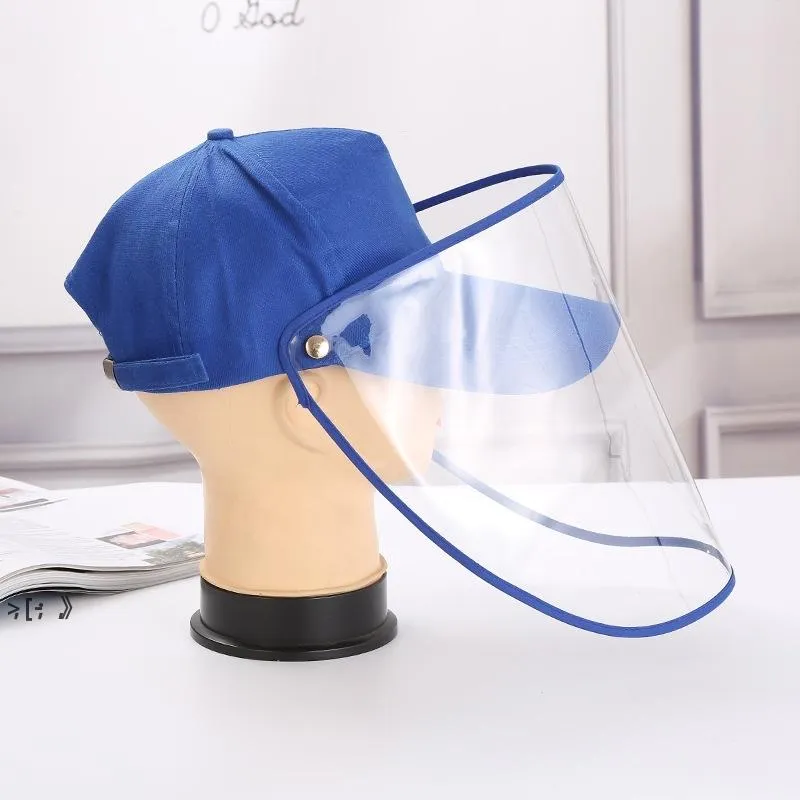 Koruyucu Yüz Maskesi Çıkarılabilir Güvenlik Yüz Kalkanı Anti-tükenmez Sıçrama Şapka Rüzgar Geçirmez Kum Toz Geçirmez Cam Beyzbol Şapkası LLE11248