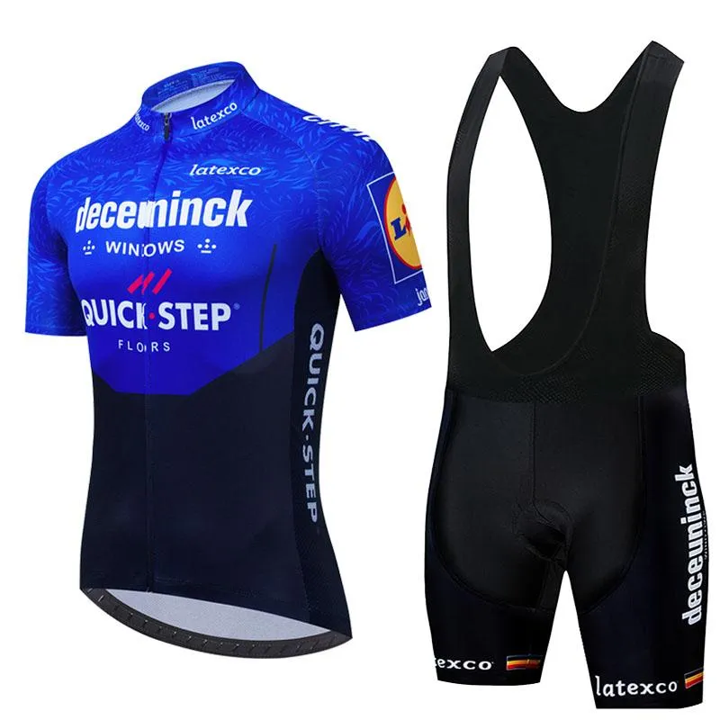 2021 Equipe de Ciclismo Rápido Vestuário Mens Pro Team Suit Blue Manga Curta Jersey e Bib Shorts Ropa Ciclismo Maillot