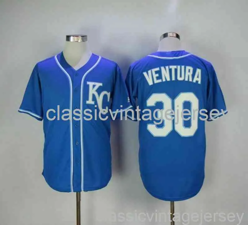 Broderi Yordano Ventura American Baseball Famous Jersey Stitched Men Women Youth Baseball Jersey Storlek XS-6XL