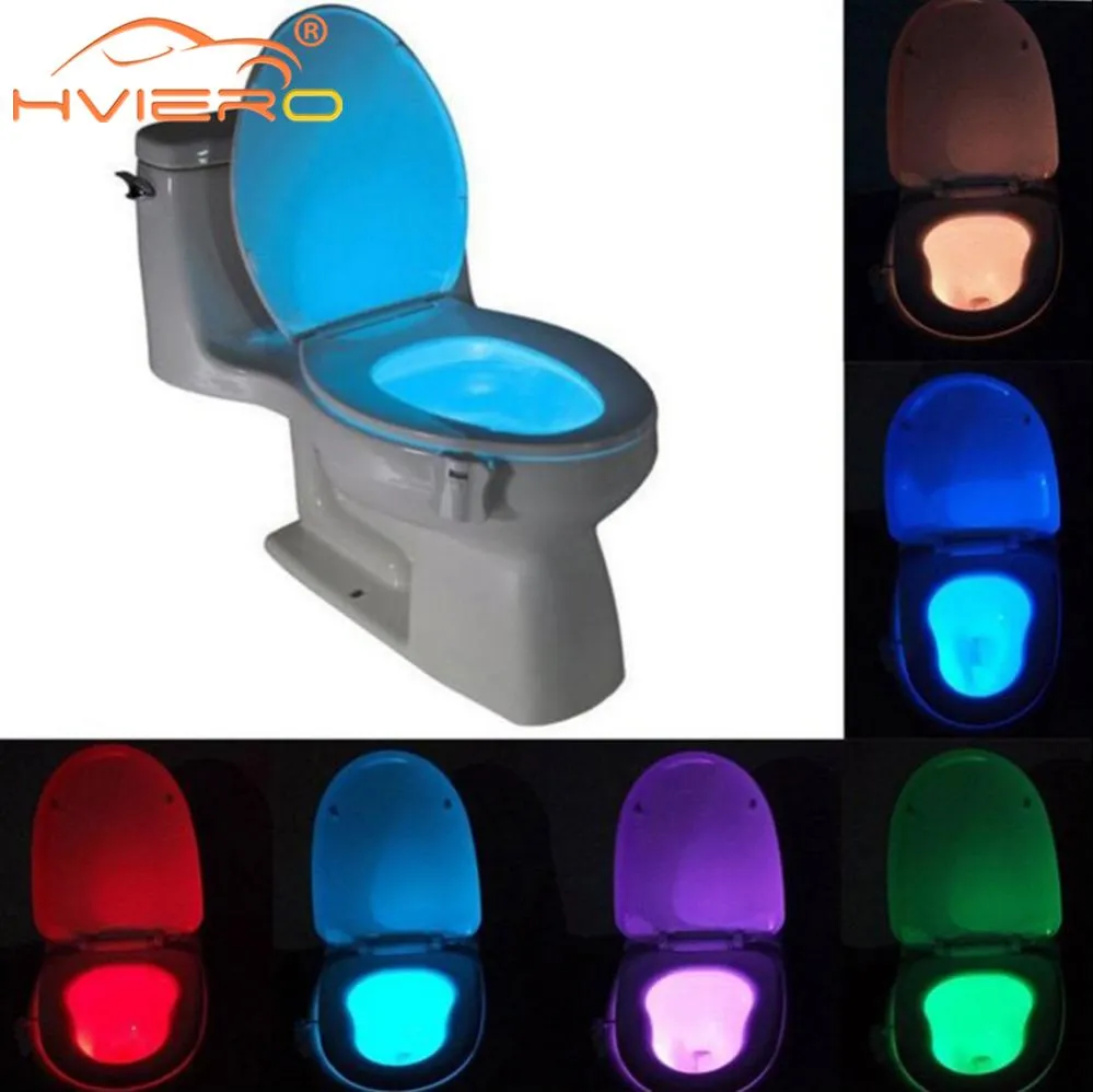 Pir Toilette LED SIÈGE Night Night Light Luminaria Lampe WC Smart Motion Capteur 8Couleurs Rétroéclairage imperméable pour bol