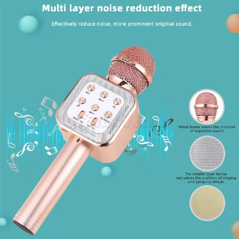 Karaoke Microphone HandheldワイヤレスマイクボーカルスピーカーマイクロフォンBluetooth Professional Micro Portable Home KTV W1818 New