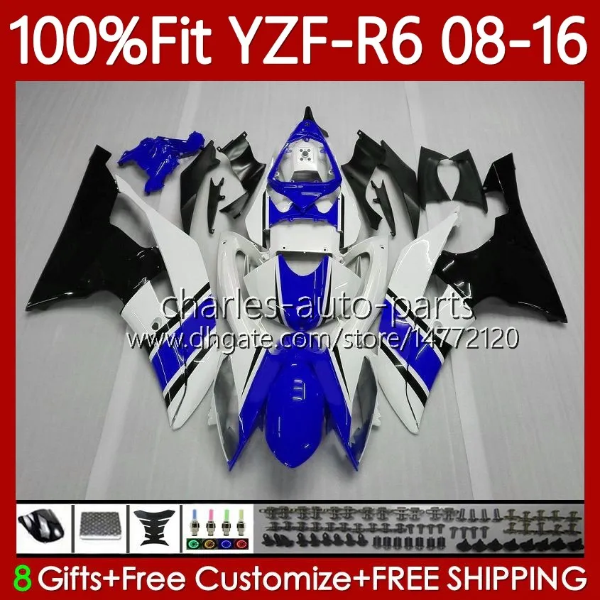 BLK Blk Blue Injection Bodys ل Yamaha YZF-R6 YZF R6 R 6 600YZF600 2008-2016 هيكل السيارة 99NO.122 600CC YZFR6 08 2008 2009 2012 2012 YZF-600 13 14 16 16 OEM Fairing