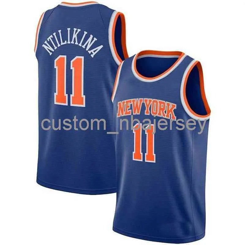 Mens Mulheres Juventude Frank Ntilikina # 11 Blue Swingman Jersey Costume Nome personalizado Qualquer número de jerseys de basquete
