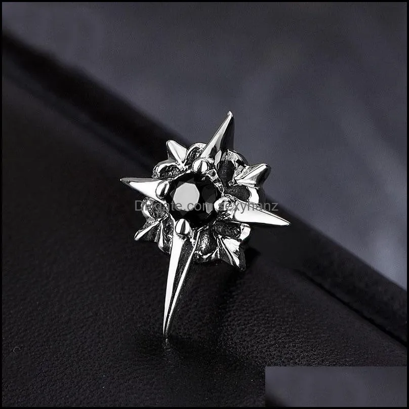 S2431 Fashion Jewelry Single Piece Men`s Star Earring Vintage S925 Silver Earrings