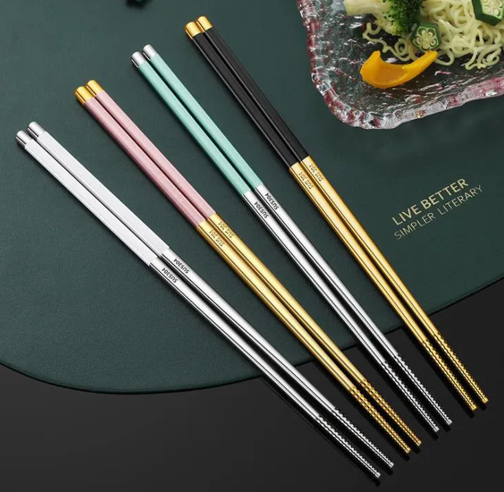 304 chopsticks de aço inoxidável flatware 24cm cor de doces Nonslip-chopsticks Home Tableware Hotel Dinnerware SN6025