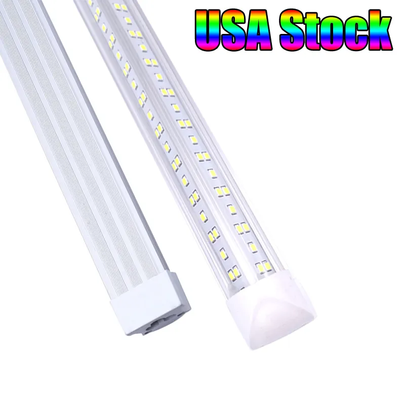 4Ft 8Ft LED Lights V-Shaped Integrated Tube Light Fixtures 144W 4 Row LEDs SMD2835 100LM/W Stock in USA