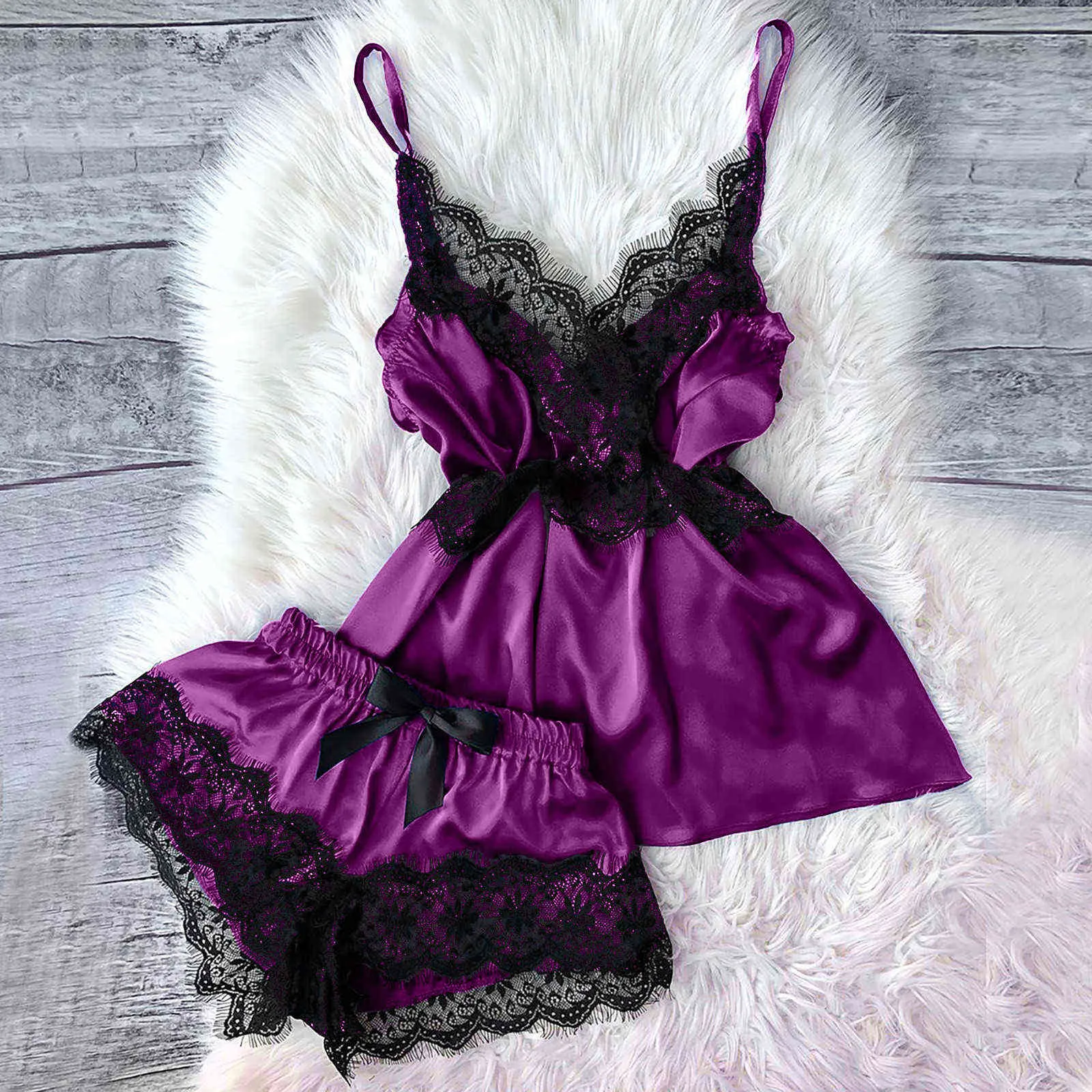 Sexy Lace Pyjama Set For Women Includes Top And Satin Shorts Babydoll  Pajamas And Homewear Lingerie L231116 From Sihuai03, $7.32