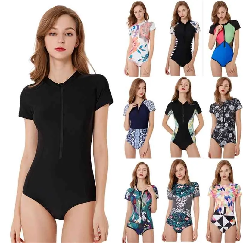 Profesyonel Mayo Mayo Kadınlar Fermuar Monokini Spor Bodysuit Plaj Mayo Yüzmek 210702