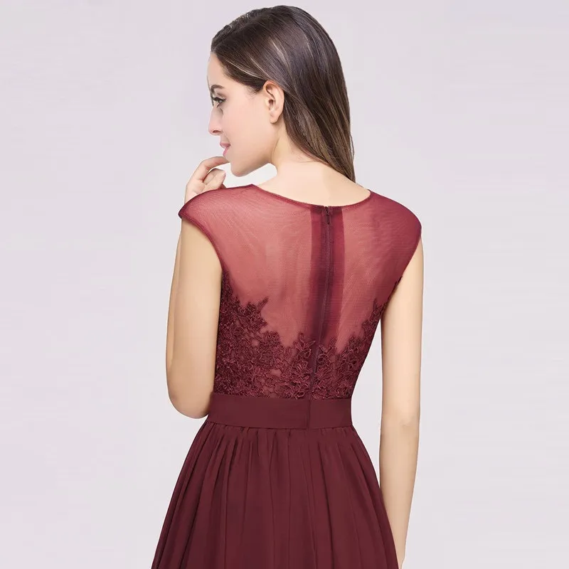 Blush Pink Long Bridesmaid Dresses Chiffon Lace Appliqued Floor Length High  Slits Maid Of Honor Prom Gowns Wedding Guest Dress From Fittedbridal,  $87.44 | DHgate.Com