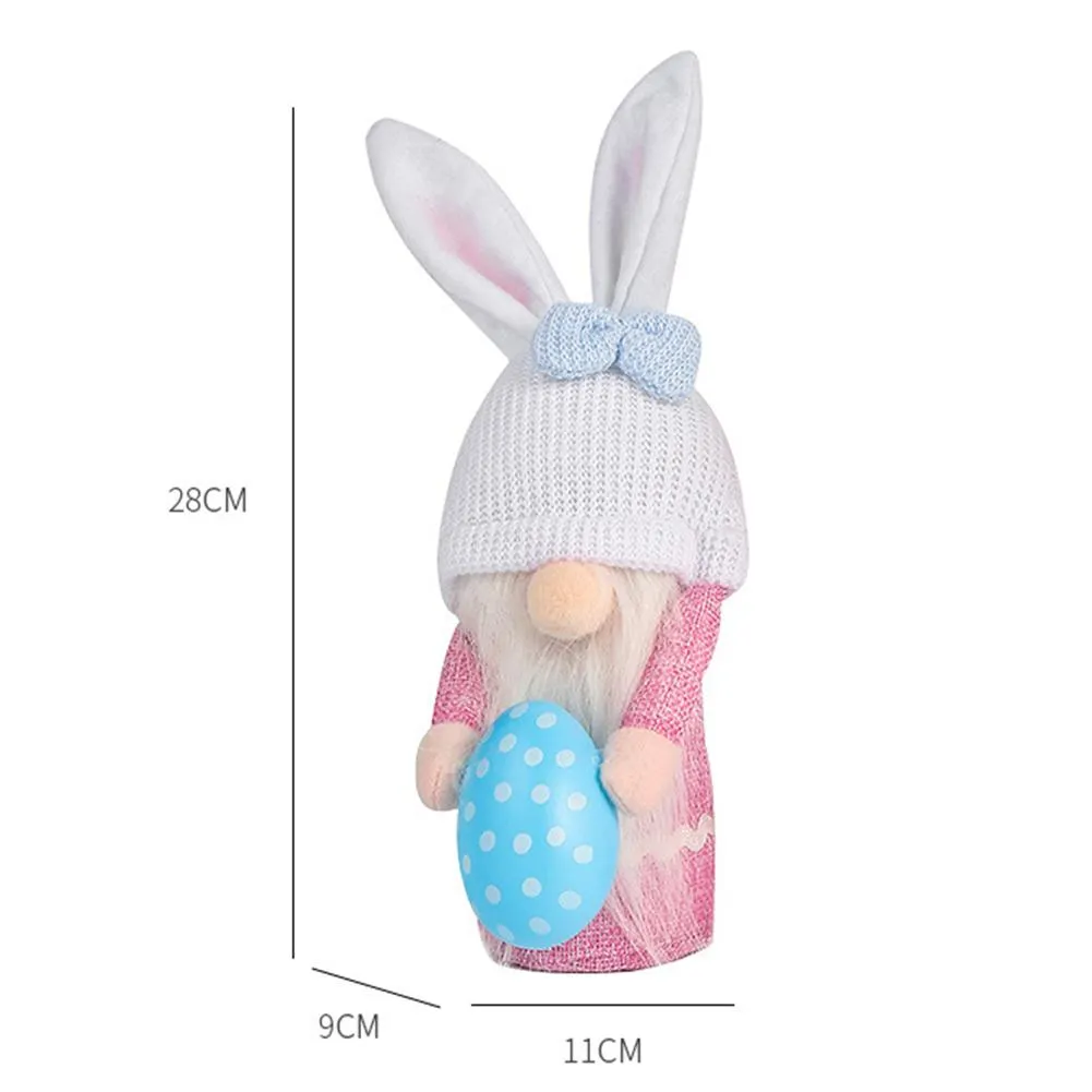 Easter Plush Holding Egg Faceless Gnome Rabbit Doll Handmade Holiday Table Figurines Pendant Kids Toy Gifts Home Party Decor