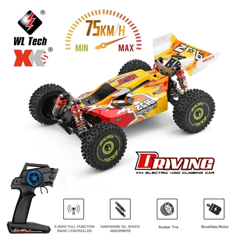 WLTOYS 284131 144010 RC Samochód 75km / H High Speed ​​Off-Road 2.4G Bezszczotkowy 4WD Electric Pilot Drift Zabawki dla dzieci Racing 220315