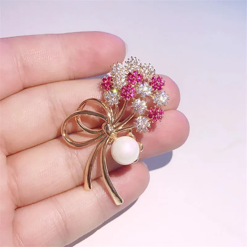 Vintage Flower Pearl Brooches for Women Simple Elegant Luxury Pins Brooch  Party Fashion Jewelry Clothes Accessories