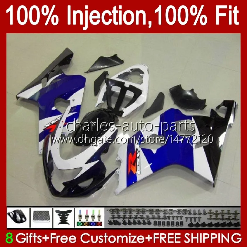 Body Injectievorm voor Suzuki GSXR-750 GSXR 750CC 600CC 750 600 CC 2004 2005 43NO.37 GSXR600 GSXR750 K4 04 05 GSXR-600 GSX-R750 2004-2005 OEM Fairing Kit Factory Blue