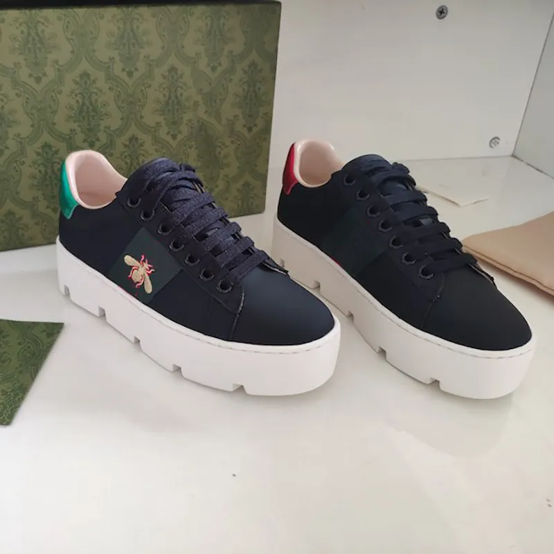 Designer Shoes Women Ace Embroidered Platform Sneaker Real Leather