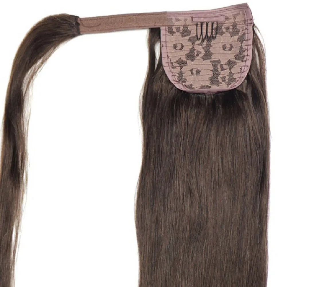 Pferdeschwänze synthetische lange gerade Wrap-Around-Clip-in-Pferdeschwanz-Haarverlängerungen gefälschte Haare Großhandel