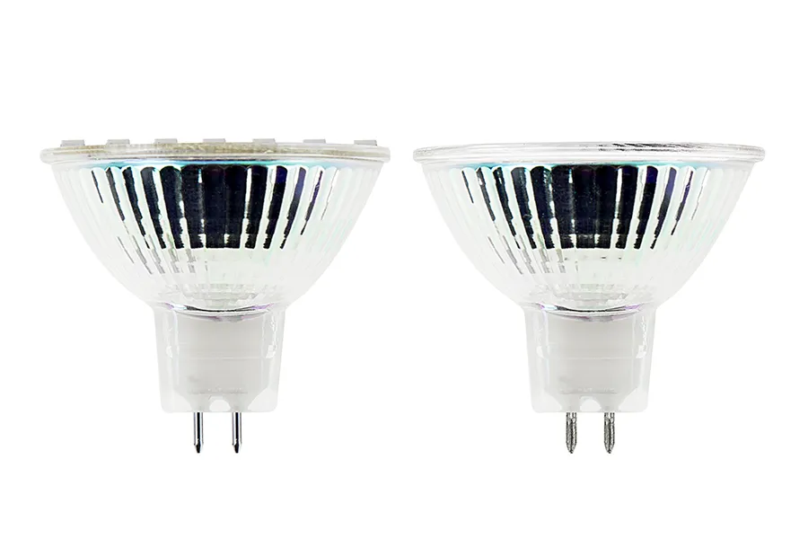 MR16 Spotlight Ampoules LED G5.3 3W 12ELLED 5050MD Ampoules de verre AC / DC 12V 24V Super lumineux Éclairage de sol Dimmable