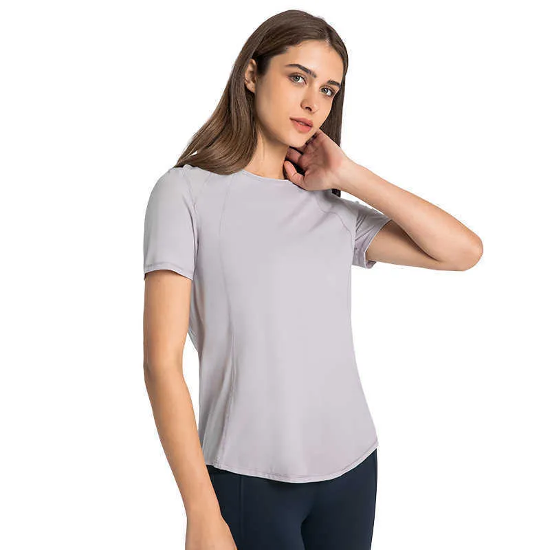 Back Open Stitched Mesh Women's Tops Sports Short Sleeve Shirt Fast Drying Breathable Light Thin Fitness Gym Yoga T-shirt