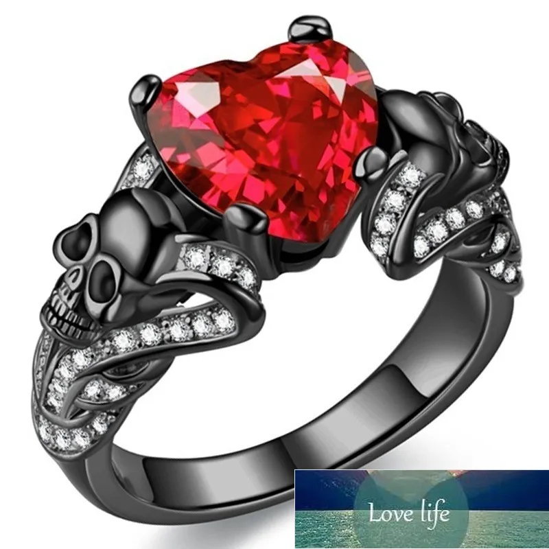 FLIUAOL Hochwertiger Gothic-Schmuck, lila, rot, schwarz, Kristall, einzigartiger schwarzer Totenkopf-Ring für Damen, Fabrikpreis, Expertendesign, Qualität, neuester Stil, Originalstatus