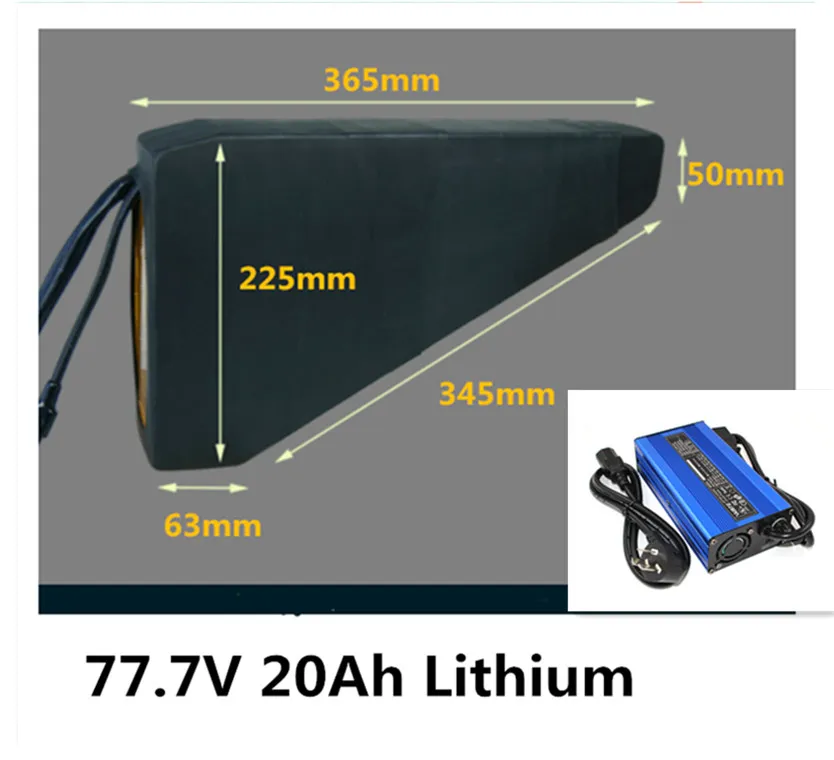 Batteria agli ioni di litio da 75 V 72 V 21 S 77,7 V 20 Ah con BMS per moto elettrica scooter EV + caricabatterie 88,2 V 3 A + borsa