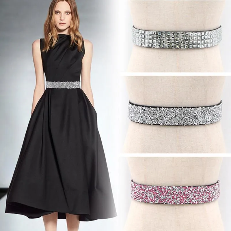 Cinturones Mujer Cintur n Cintur n Moda Bling Hecho A Mano Rhinestone Incrustado El stico El stico Brillante Para Vestidos Femeninos Capa Camisa